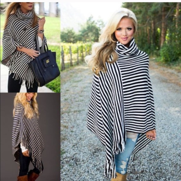 Sweaters - NWT. Beautiful Striped poncho.